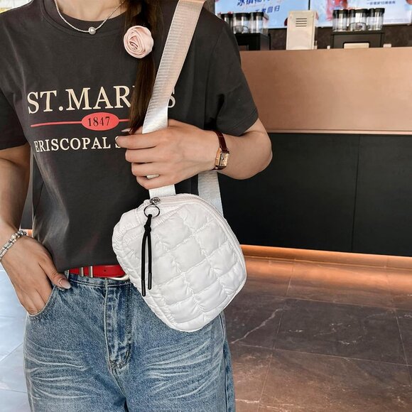 Chic Quilted Travel Accessory - Small Pink Puffer Belt Bag with Versatile Styles - Picture 8 of 8